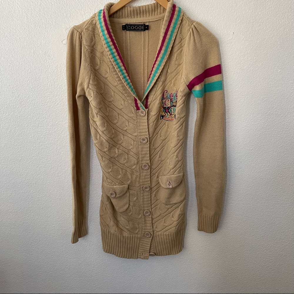 Coogie Urban Cool Cardigan Woman’s Collegiate Argyle Monogrammed Spellout Sz M